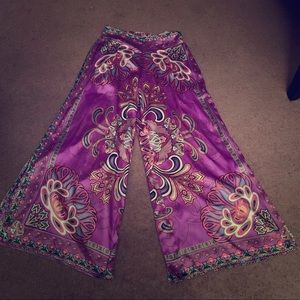 Purple flair leg pants with matching teal crop